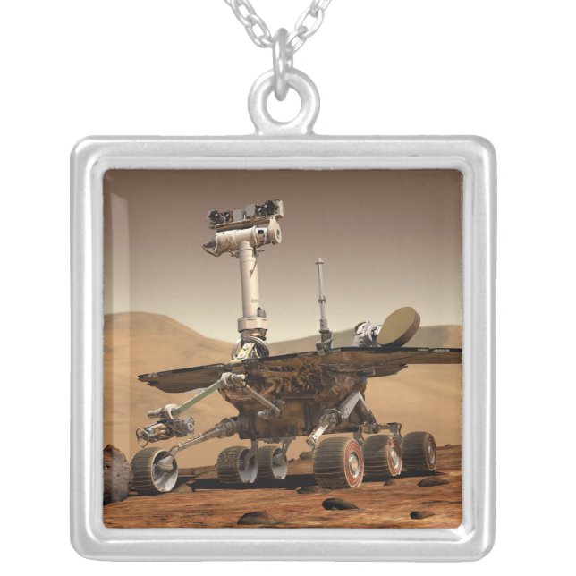 Artist's Rendition of Mars Rover Silver Plated Necklace (Front)