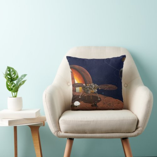 Artists Rendition Of The Insight Lander Throw Pillow
