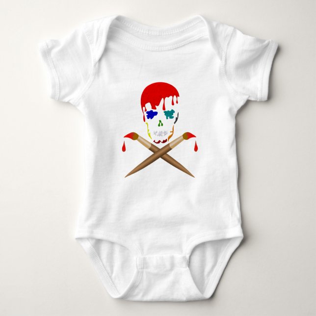 Artist's Skull & Crossbones Baby Bodysuit (Front)