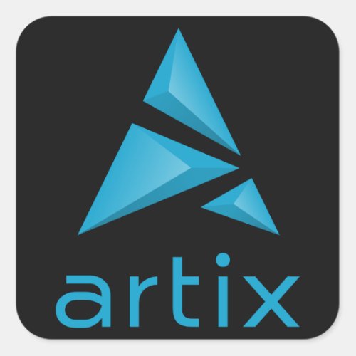 Artix logo brand name vertical dark background square sticker