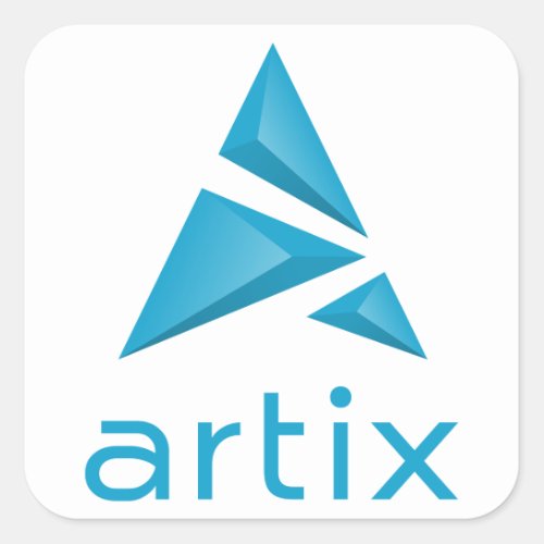 Artix logo brand name vertical white background square sticker