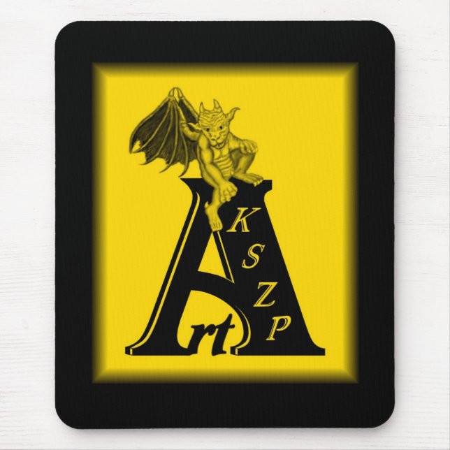ArtKSZP Logo mit kleinem Golem schwarz gelb design Mouse Pad (Front)