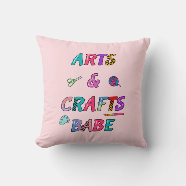 Arts and Crafts Babe Throw Pillow (Front)