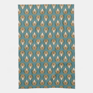 Arts and Crafts Blossoms_Dark Aquamarine Kitchen Towel