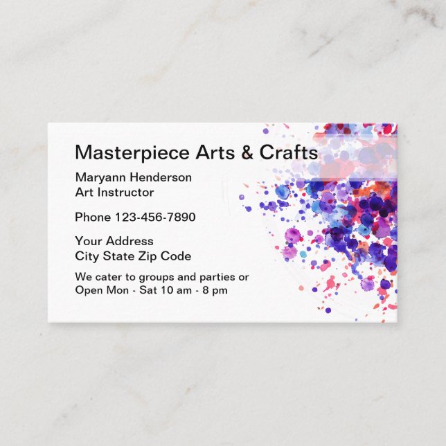 Arts And Crafts Classes Business Card (Front)