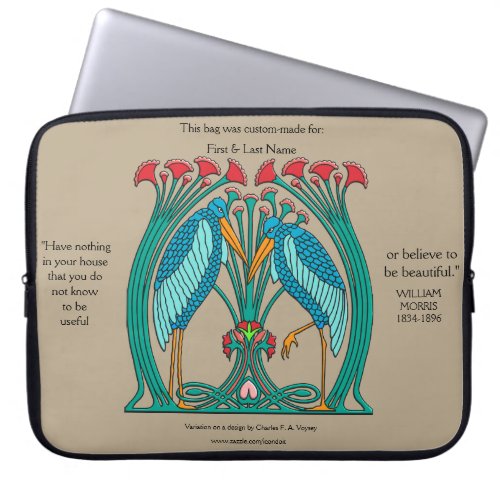 Arts and Crafts Cranes Personalized Laptop Sleeve