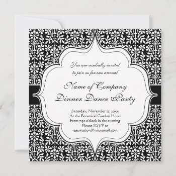 Arts And Crafts Elegant Black And White Floral Invitation by VillageDesign at Zazzle