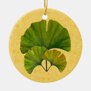 Arts and Crafts Ginkgo Leaves Design Ceramic Ornament