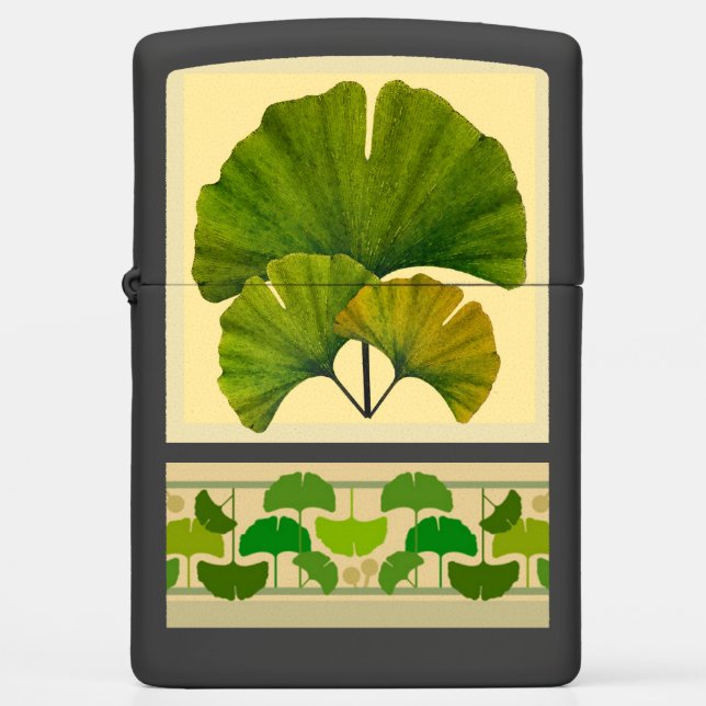 Arts and Crafts Ginkgo Leaves Design Zippo Lighter (Front)