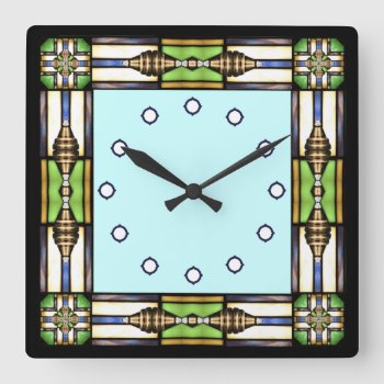 Arts And Crafts Glass Style Wall Clock by debinSC at Zazzle