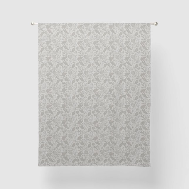 Arts and Crafts Inspired Floral Gray Sheer Curtains (Front)