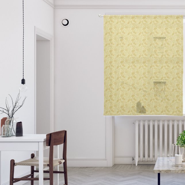 Arts and Crafts Inspired Floral Sunshine Yellow Sheer Curtains (Living Room)