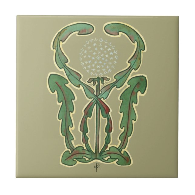 Arts And Crafts or Craftsman 1906 Flower Design Ceramic Tile (Front)