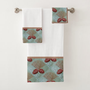 Arts and Crafts Pinecone Bath towel set