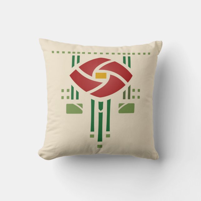 Arts and Crafts Rose Throw Pillow (Front)