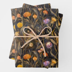 Arts and crafts Scottish thistle and wild flowers Wrapping Paper Sheets