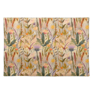 Arts and crafts Scottish thistle and wildflowers  Cloth Placemat