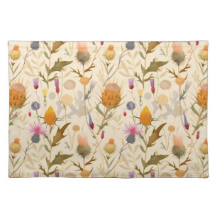 Arts and crafts Scottish thistle and wildflowers  Cloth Placemat