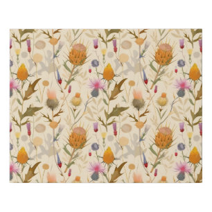 Arts and crafts Scottish thistle and wildflowers Faux Canvas Print