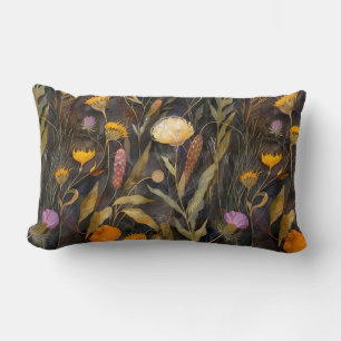 Arts and crafts Scottish thistle and wildflowers Lumbar Pillow