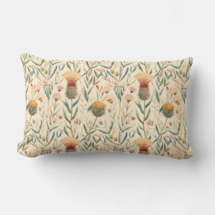 Arts and crafts Scottish thistle and wildflowers Lumbar Pillow