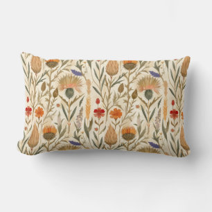 Arts and crafts Scottish thistle and wildflowers Lumbar Pillow