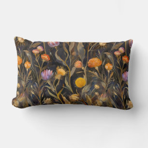 Arts and crafts Scottish thistle and wildflowers Lumbar Pillow