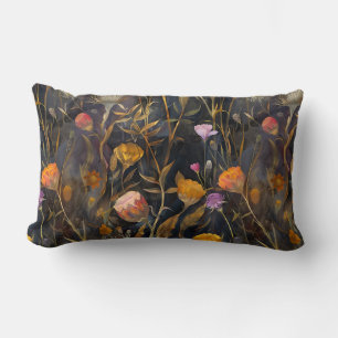 Arts and crafts Scottish thistle and wildflowers Lumbar Pillow