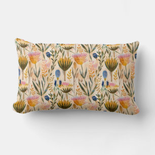 Arts and crafts Scottish thistle and wildflowers Lumbar Pillow