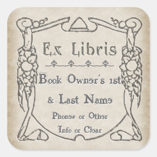 Arts and Crafts Style Bookplate (Personalized) (Front)