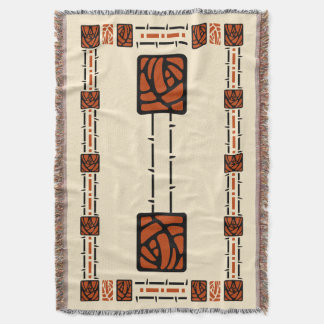 Arts and Crafts Style Briar Rose Pattern Throw Blanket