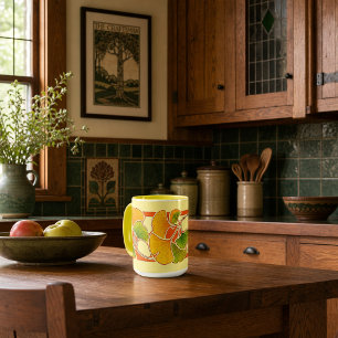 Arts And Crafts Style Ginkgo Biloba Leaves Border Mug