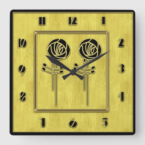 Arts and Crafts Style Square Wall Clock