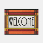 Arts And Crafts Style Welcome Mat,brown Red Doormat at Zazzle