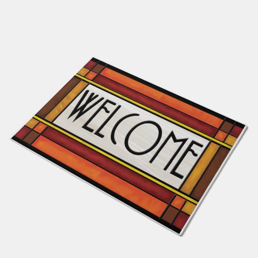 Arts and Crafts Style Mat,Brown Red Doormat Zazzle