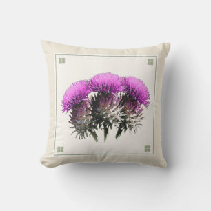 Arts and Crafts Three Thistles Outdoor Pillow