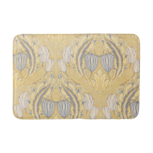 Arts and Crafts Walter Crane Blue White Tulips Bath Mat