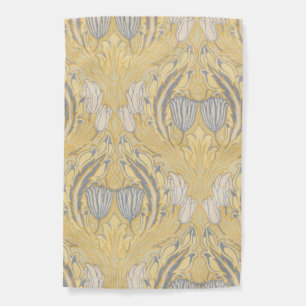 Arts and Crafts Walter Crane Blue White Tulips Garden Flag