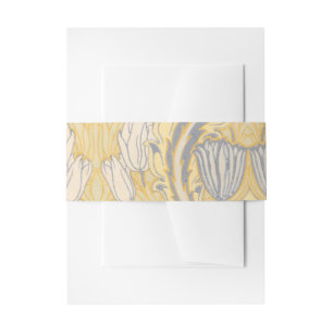 Arts and Crafts Walter Crane Blue White Tulips Invitation Belly Band