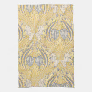 Arts and Crafts Walter Crane Blue White Tulips Kitchen Towel
