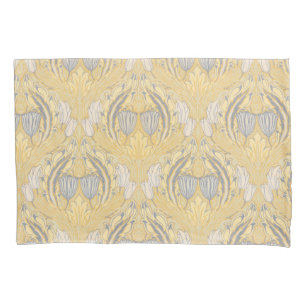 Arts and Crafts Walter Crane Blue White Tulips Pillow Case