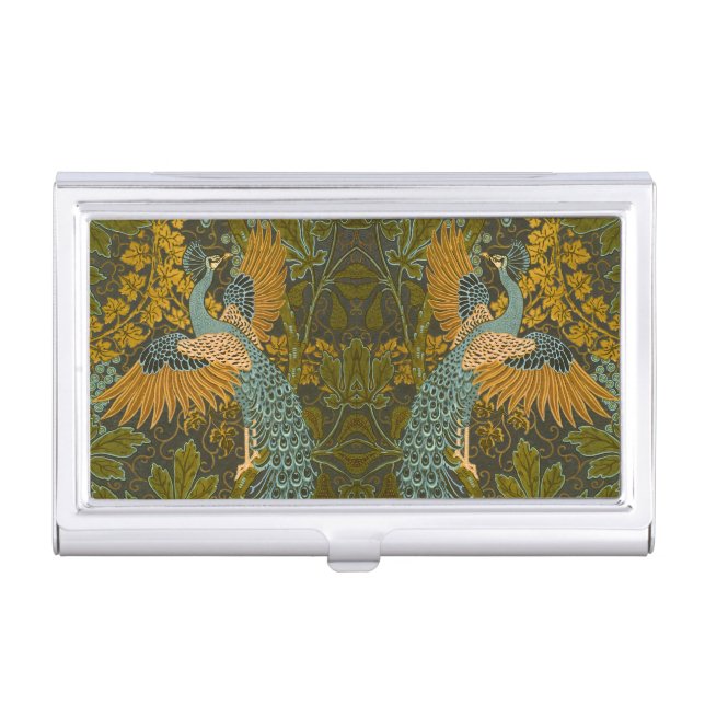 Arts and Crafts Walter Crane Peacock Pattern Business Card Case (Front)