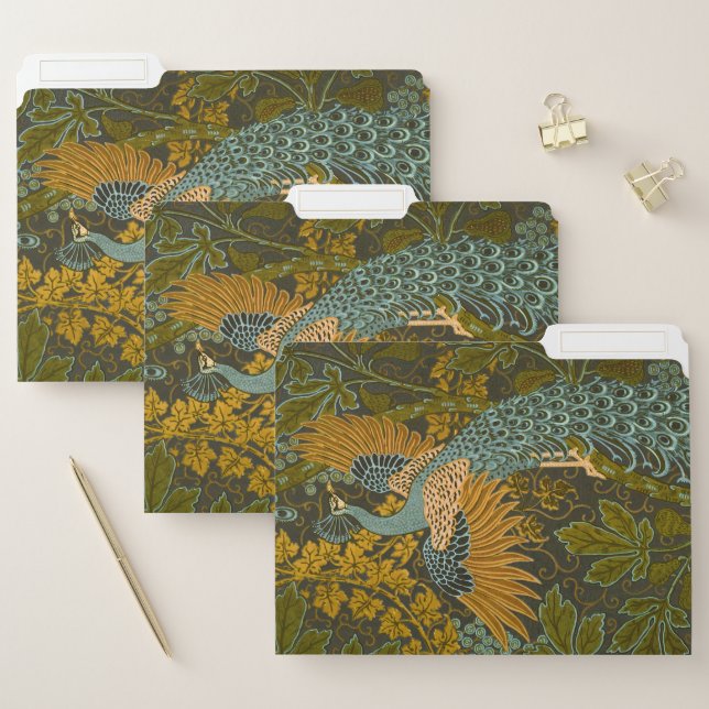 Arts and Crafts Walter Crane Peacock Pattern File Folder (Set)