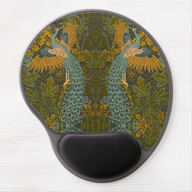 Arts and Crafts Walter Crane Peacock Pattern Gel Mouse Pad (Front)