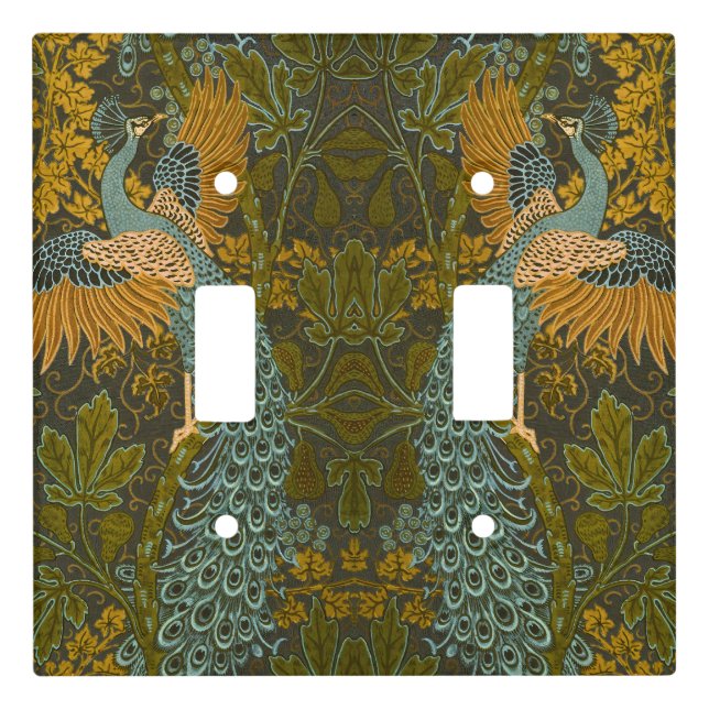 Arts and Crafts Walter Crane Peacock Pattern Light Switch Cover (Front)