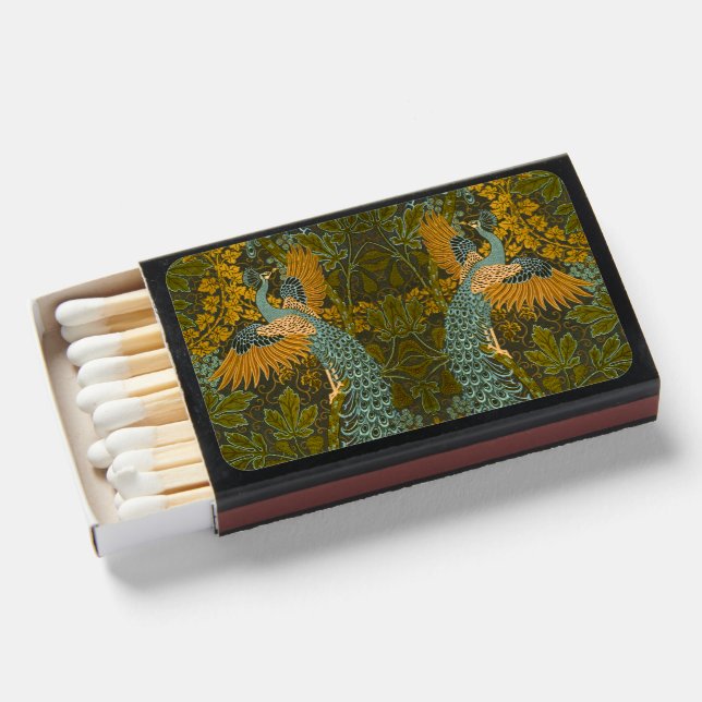 Arts and Crafts Walter Crane Peacock Pattern Matchboxes (Front Open)