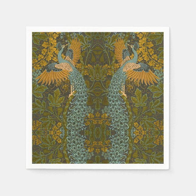 Arts and Crafts Walter Crane Peacock Pattern Napkins (Front)