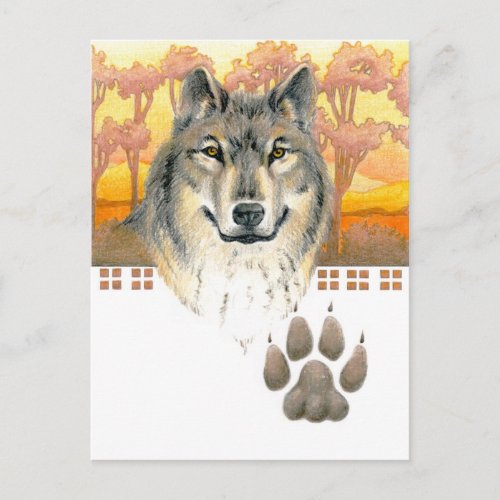 Arts and Crafts Wolf Postcard