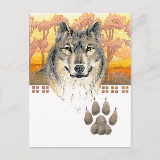 Arts and Crafts Wolf Postcard (Front)