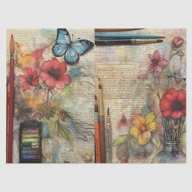 Arts & Craft Inspired Floral Tissue Paper  (Front)